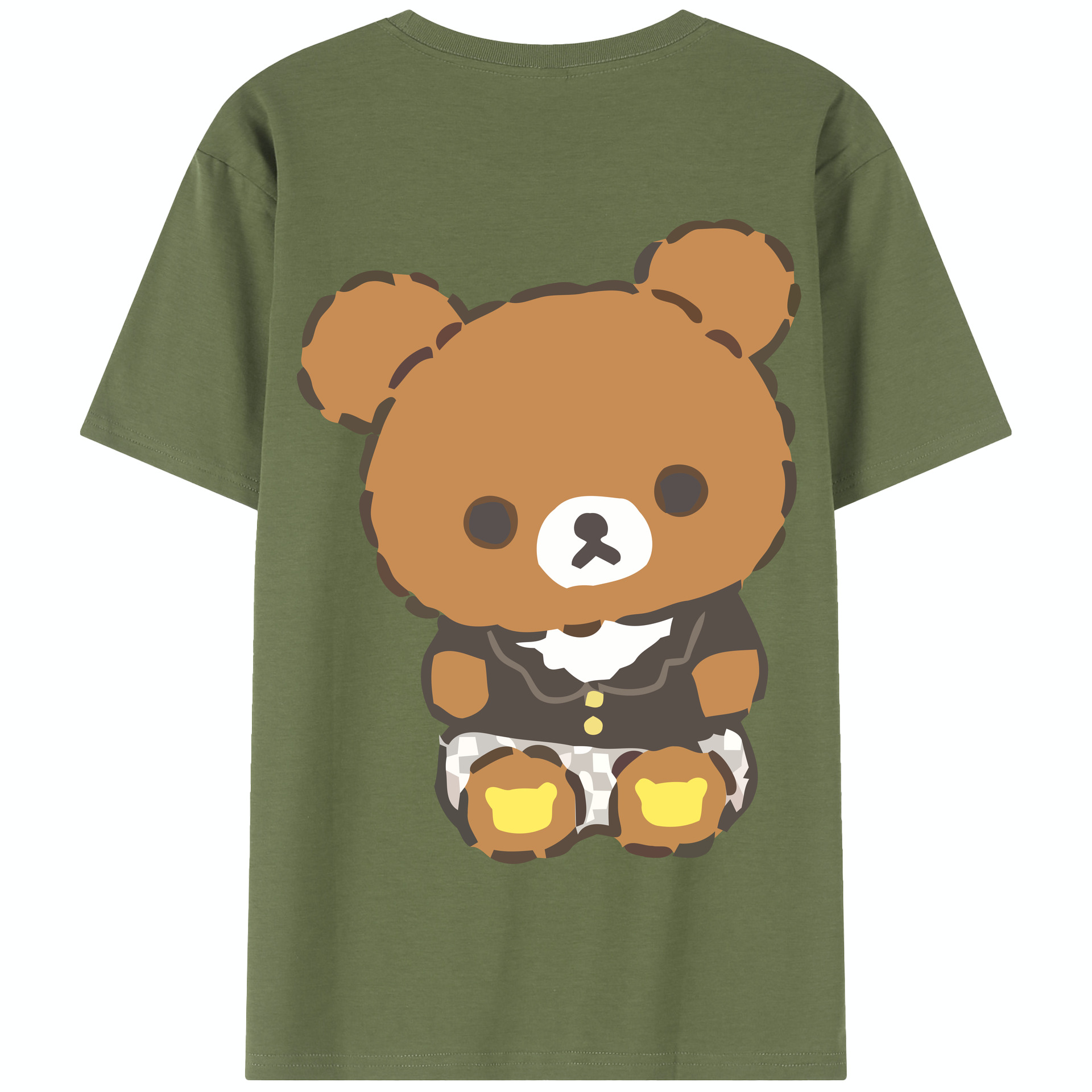 （画像用） リラックマ リラックマ キイロイトリ Rilakkuma Korilakkuma Kiiroitori 綿100％半袖Tシャツ（背面プリント）